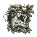 Lilith snake and apple tree tattoo design idea