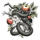 Lilith snake and apple tree tattoo design idea