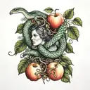 Lilith snake and apple tree tattoo design idea