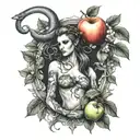 Lilith snake and apple tree tattoo design idea