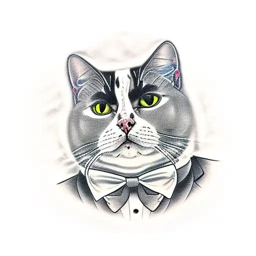 fat tuxedo cat  tattoo design idea
