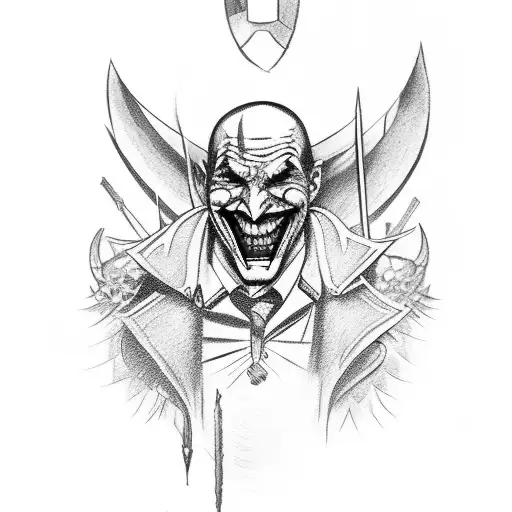 joker card mixed with a Greek warrior tattoo design idea