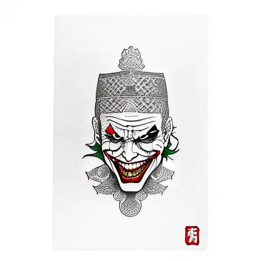 joker playing card, with a stoic quote tattoo design idea