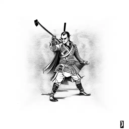 joker playing card, with Samurai warriors behind it tattoo design idea