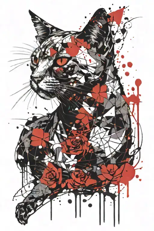cat memorial (super sad) tattoo design idea