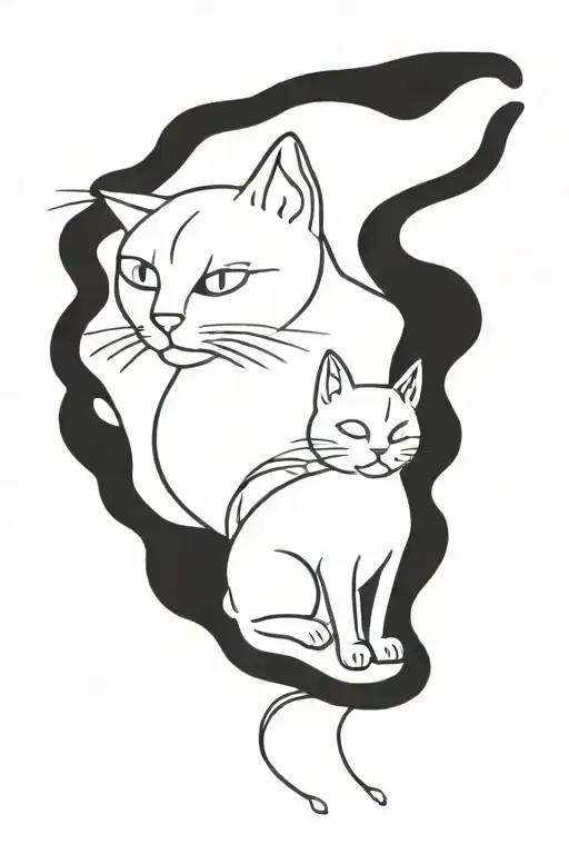 cat memorial (sad) tattoo design idea
