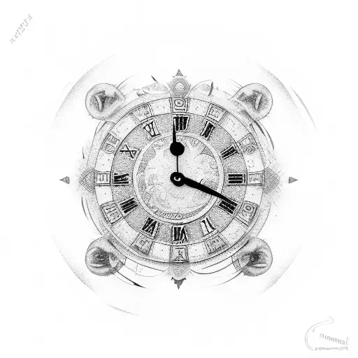 A Roman numeral clock face with the numbers 76051, reflecting the concept of loyalty over time tattoo design idea