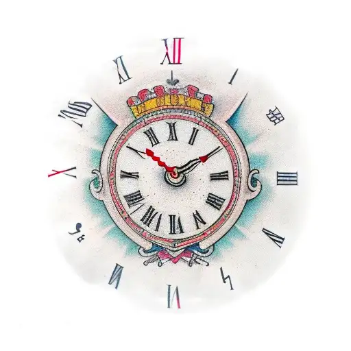 A Roman numeral clock with the numbers 7, 6, 0, 5, and 1 forming the shape of a heart tattoo design idea