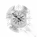 A Roman numeral clock face with the numbers 76051, reflecting the concept of loyalty over time tattoo design idea