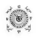 A Roman numeral clock with the numbers 7, 6, 0, 5, and 1 forming the shape of a heart tattoo design idea