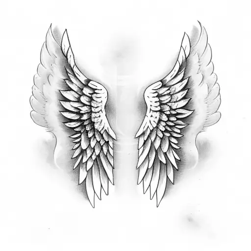 Angel wings with the word Blessed in the middle tattoo design idea