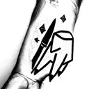 Pokémon riolu holding a knife on his hand tattoo design idea