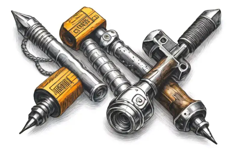 hammer and screwdriver crossed over each tattoo design idea