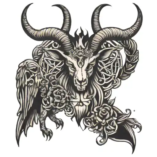 baphomet surrounded tattoo design idea
