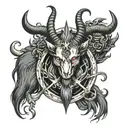 baphomet surrounded tattoo design idea
