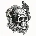 skull guns anonymous tattoo design idea