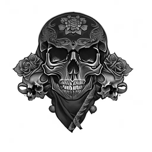 a skull with a bandana tattoo design idea