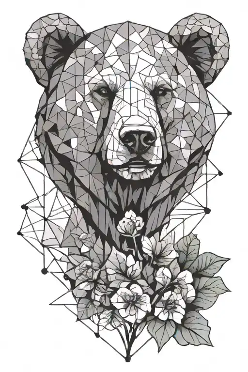bear nad number 4 leaf clover tattoo design idea