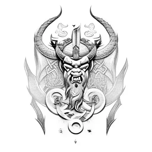 nordic viking dragon tattoo with runic influence tattoo design idea
