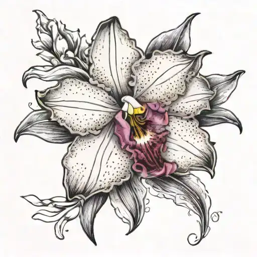 cattleya flower with birth date 09.02.2019 tattoo design idea