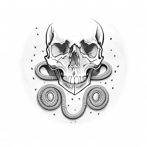 skull with a snake tattoo design idea