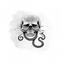 skull with a snake tattoo design idea