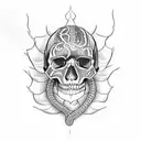 skull with a snake tattoo design idea