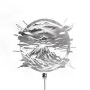 A tattoo design combining elements from Hunter x Hunter and Avatar the Last Airbender in a futuristic Japan setting tattoo design idea