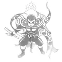 A tattoo design combining elements from Hunter x Hunter and Avatar the Last Airbender in a futuristic Japan setting tattoo design idea