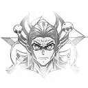 A tattoo design using elements from Hunter x Hunter in a futuristic Japan setting tattoo design idea