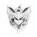 A tattoo design using elements from Hunter x Hunter in a futuristic Japan setting tattoo design idea