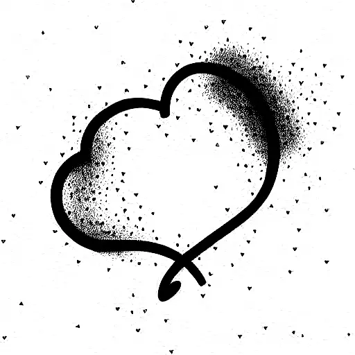 draw a heart in continuous line and the letters A and B tattoo design idea