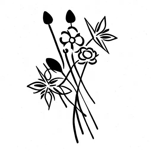dainty flower bouquet, gemini tattoo design idea