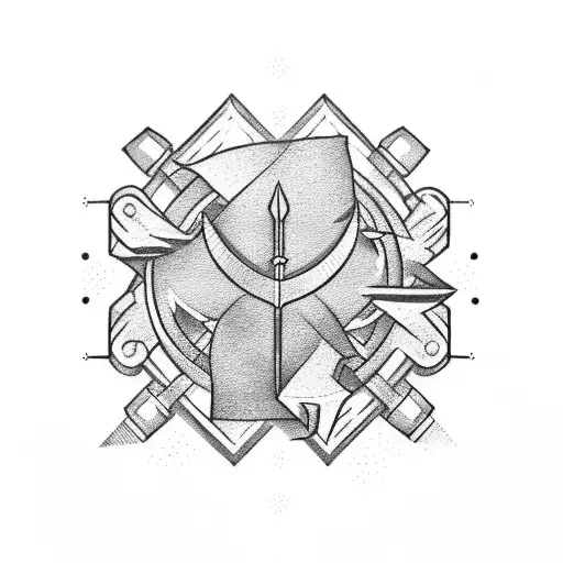 bow and arrow, simple, minimalistic  tattoo design idea