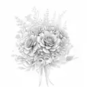 dainty flower bouquet, gemini tattoo design idea