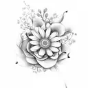 dainty flower bouquet, gemini tattoo design idea