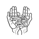 Hand of Jesus reaching down to a curly haired girl standing tattoo design idea