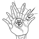 Hand of Jesus reaching down to a curly haired girl standing tattoo design idea