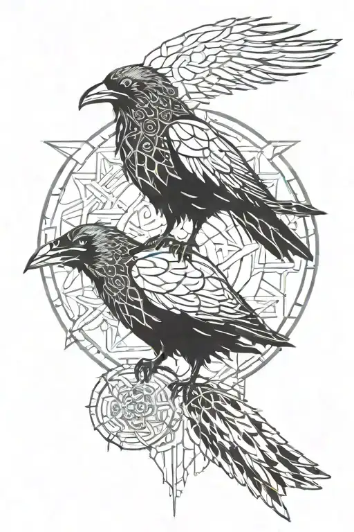 cyber sigilism, raven, goth,lantern tattoo design idea