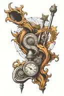 Magic wand and Capricorn symbol tattoo design idea