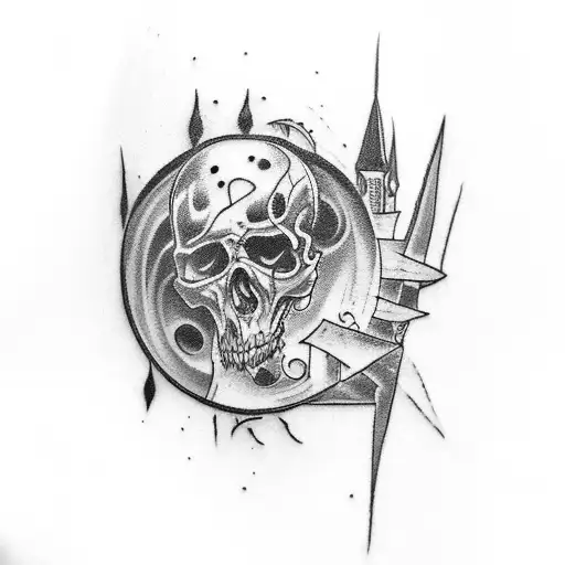 A dark gothic tattoo on the inner bicep. Maybe biblical tattoo design idea