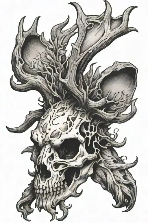 jackalope skull tattoo design idea
