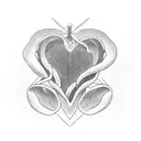 Integrate the Cho ku rei symbol into a geometric heart design tattoo design idea
