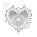 Integrate the Cho ku rei symbol into a geometric heart design tattoo design idea