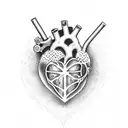 Heart in a cross tattoo design idea