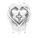 Heart in a cross tattoo design idea