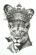 lioness and African American queen crown tattoo design idea