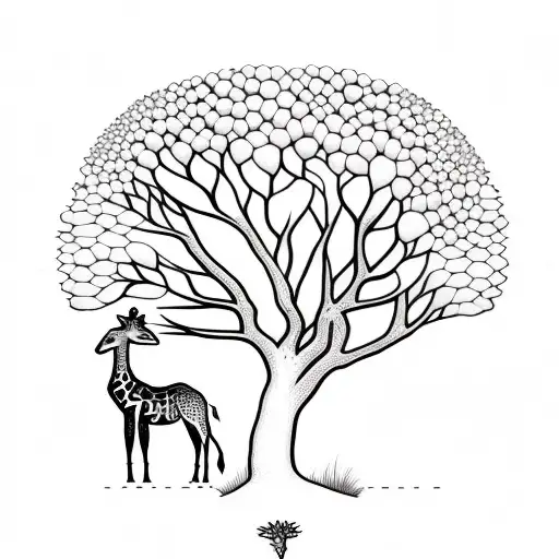 A giraffe and an Acacia tree tattoo design idea