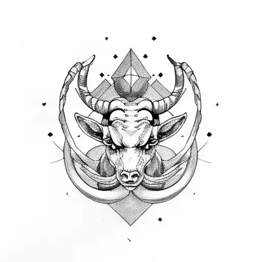 aries and capricorn astrology sign tattoo design idea