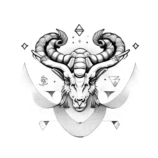 aries and capricorn astrology sign tattoo design idea